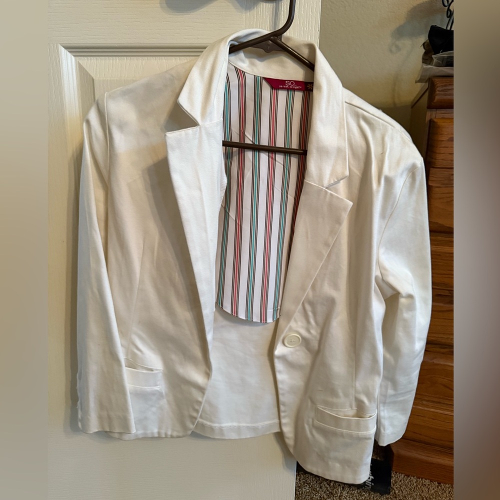 White Blazer with Striped Lining